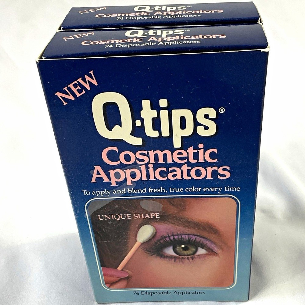 Vtg Q-tips Cotton Cosmetic Applicators 74 ct Disposable Oval White/Pink *Read*